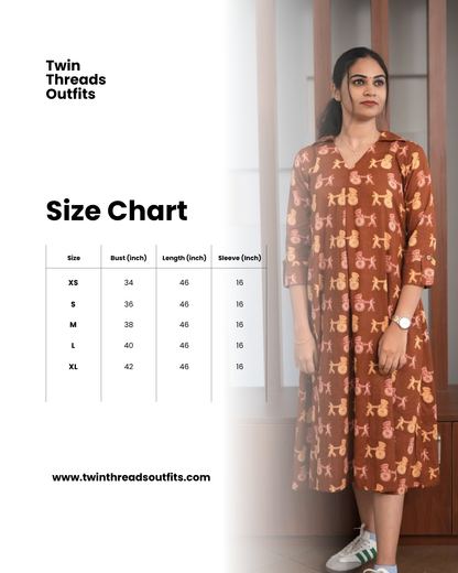 Essentials - Box Pleated Cycle Print Cotton Kurta