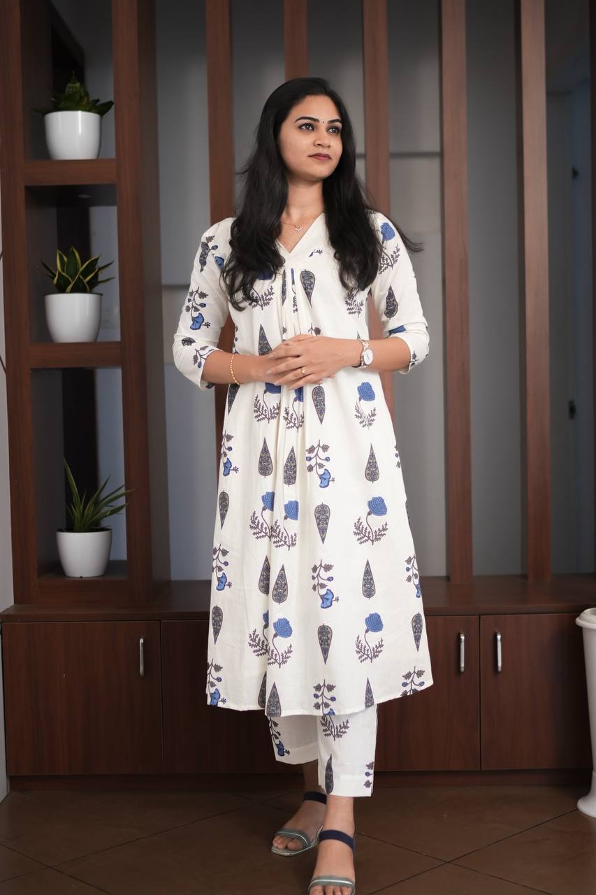 Premium - Jaipur Cotton Off White Cord Set