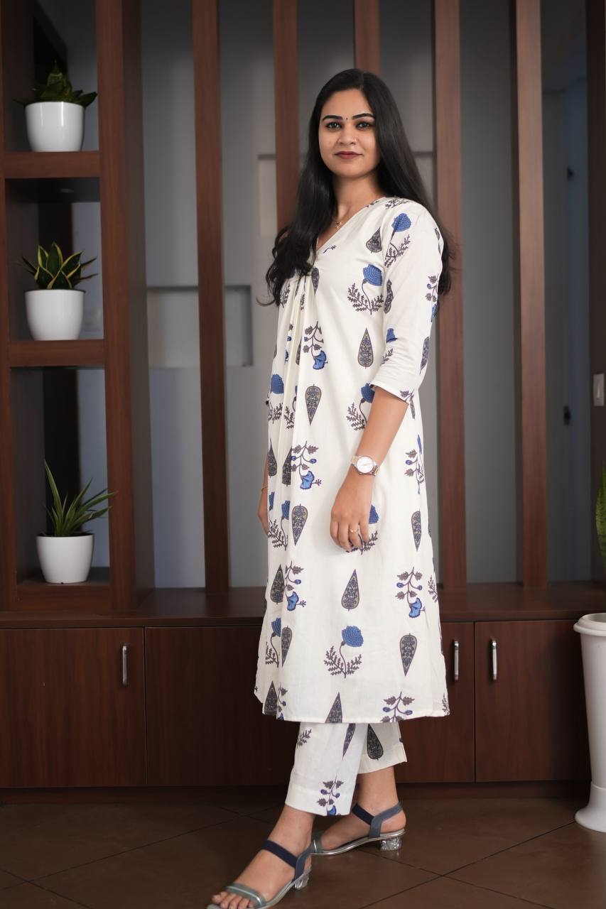 Premium - Jaipur Cotton Off White Cord Set