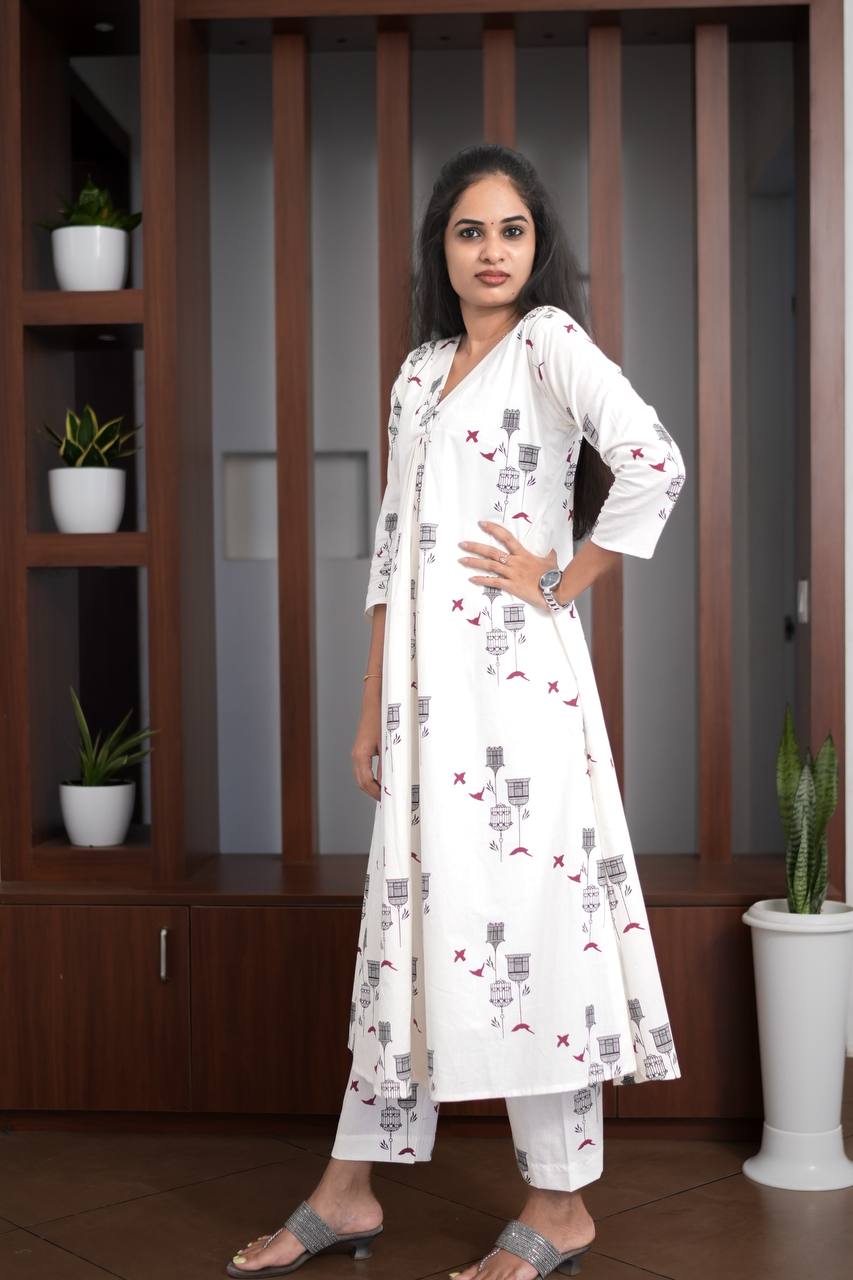 Premium - Jaipur Cotton White Cord Set