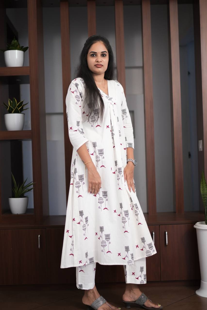 Premium - Jaipur Cotton White Cord Set