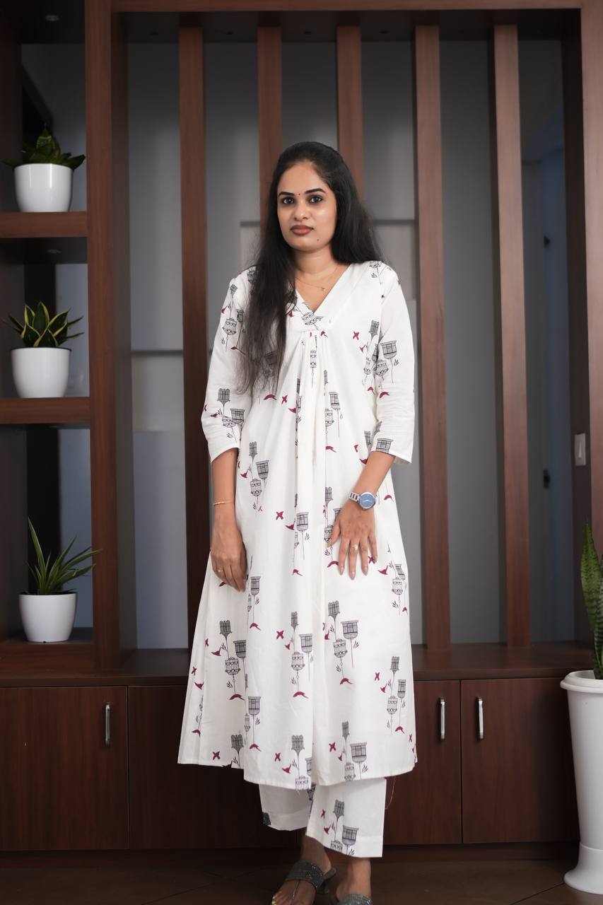 Premium - Jaipur Cotton White Cord Set