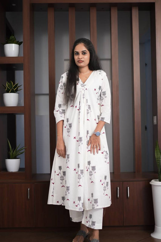 Premium - Jaipur Cotton White Cord Set